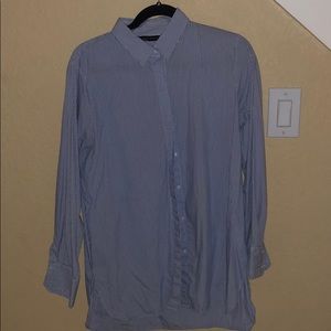 Zara woman blue stripped button down shirt
